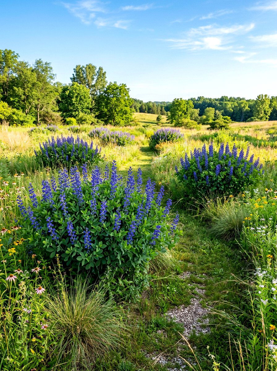 False Indigo Prairie Garden - 30 blue flower garden ideas