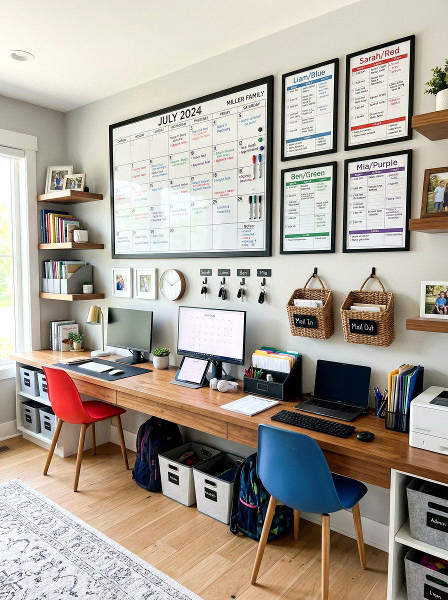Family Command Center - 30 paper planner desk ideas