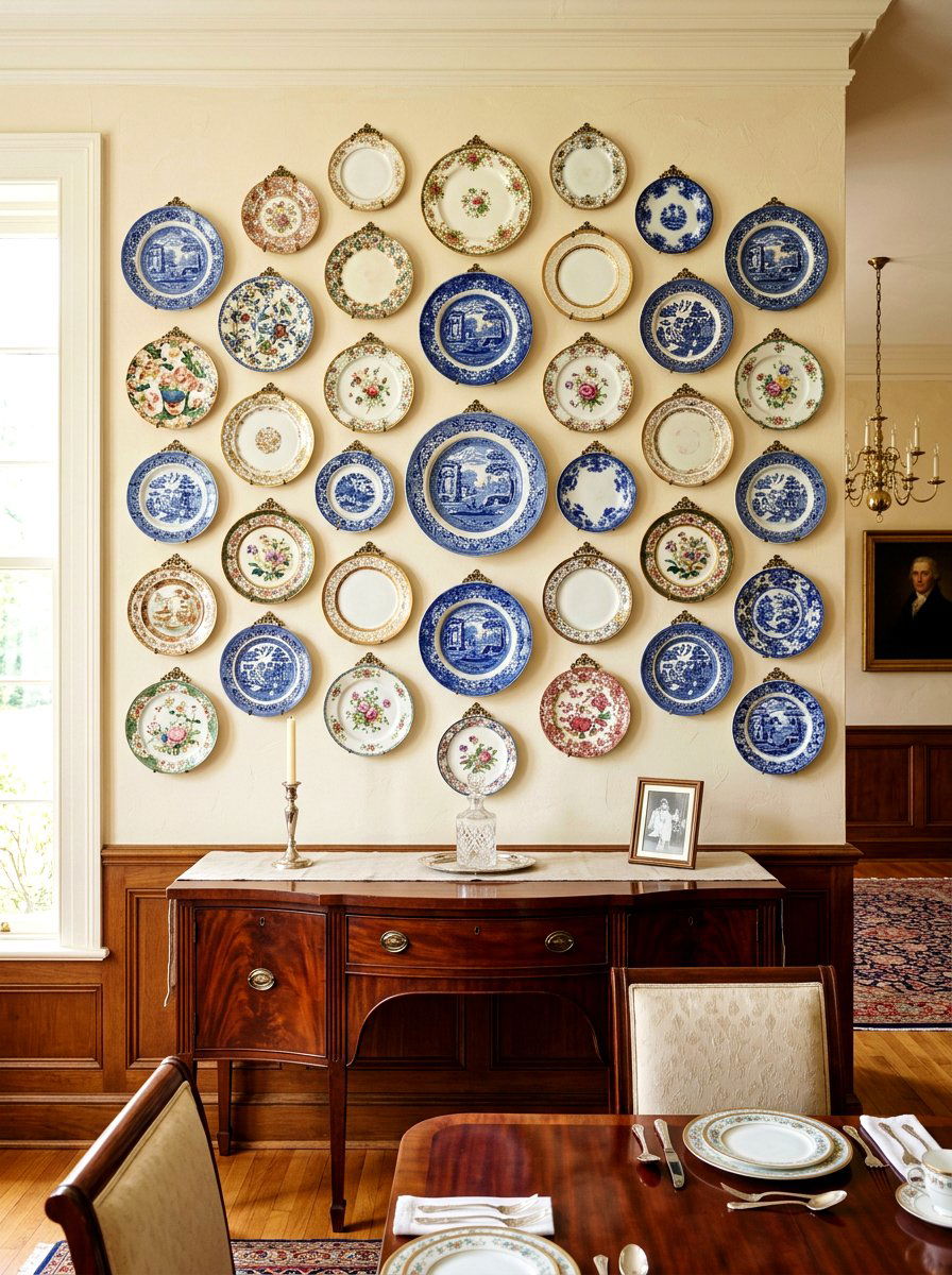 Family Heirloom Plate Wall - 30 plate wall dining room ideas