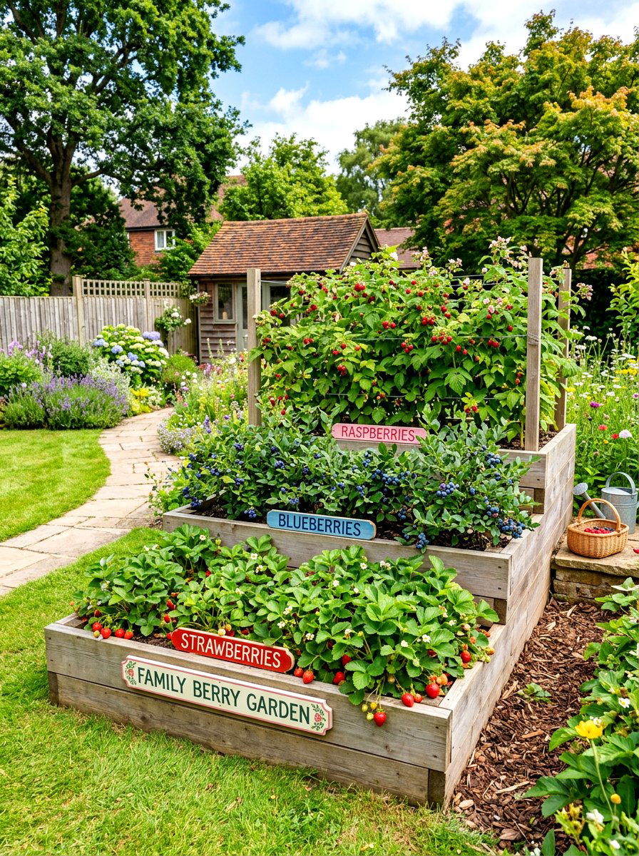 Family Mixed Berry Garden - 30 berry patch layout ideas
