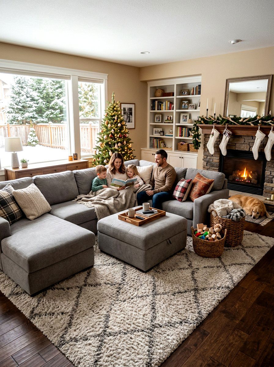 Family Oriented Winter Living Room - 30 cozy winter lounge ideas