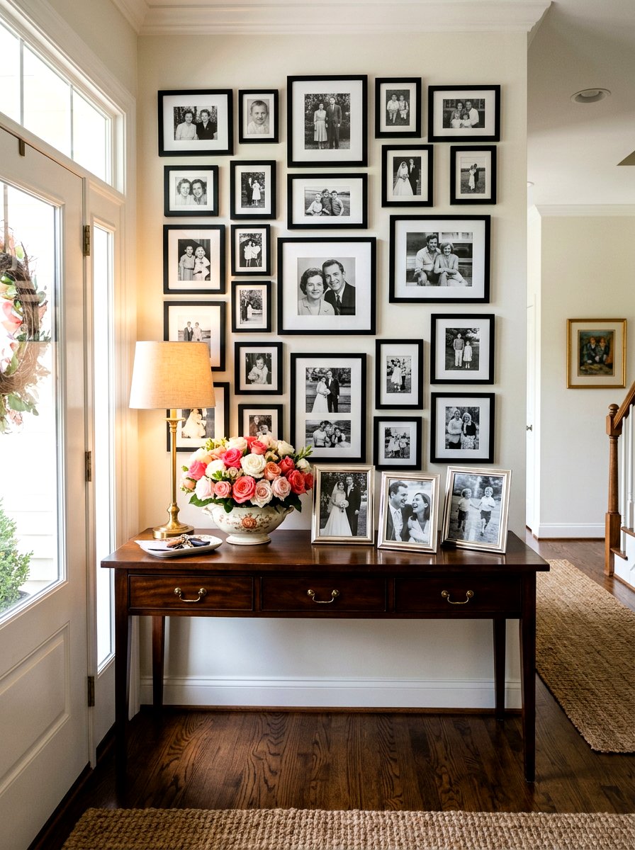 Family Photo Entryway - 30 entry console styling ideas