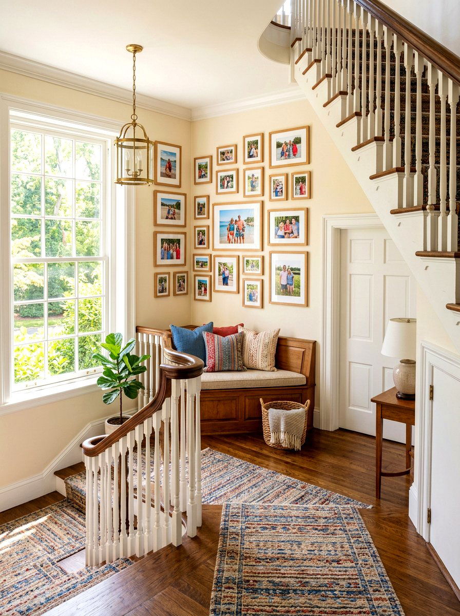 Family Photo Gallery Wall - 30 stair landing gallery ideas