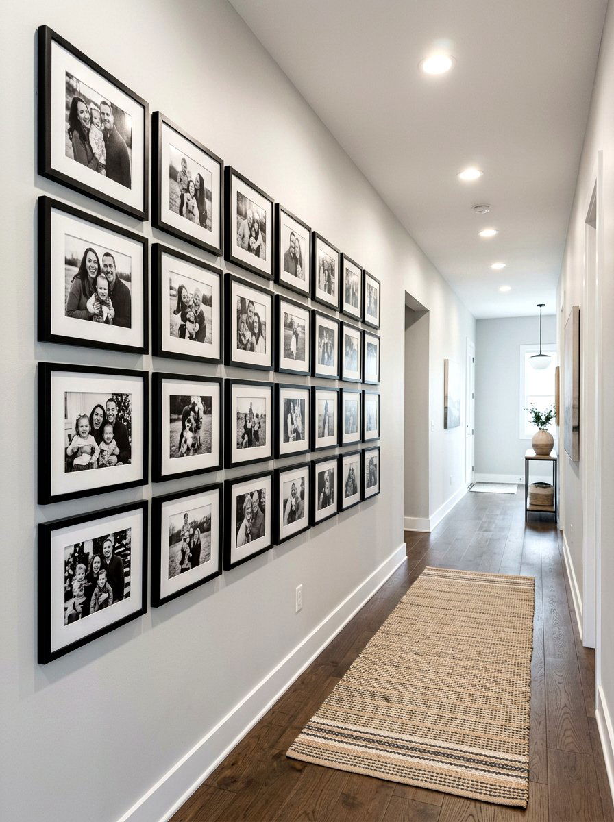 Family Photo Grid - 30 entryway wall decor ideas