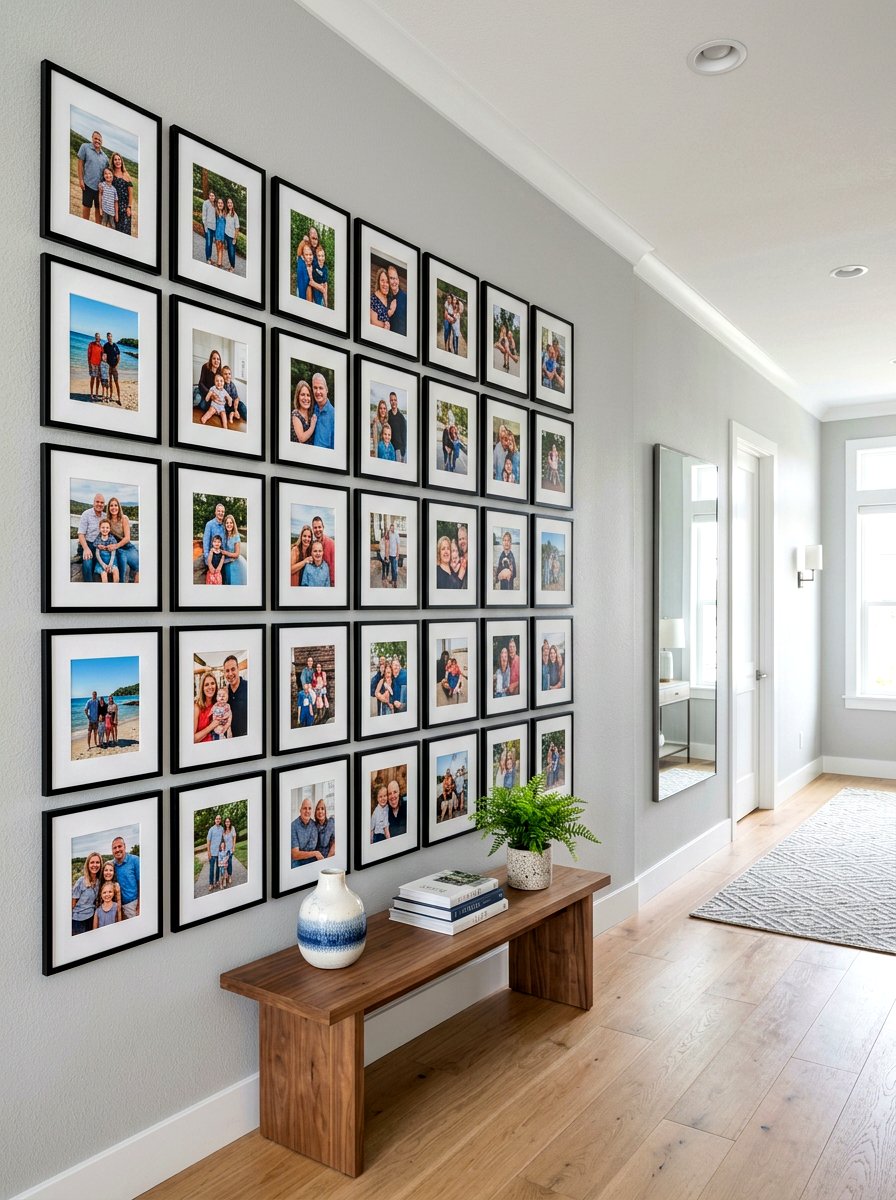 Family Photo Wall - 30 hallway wall decor ideas