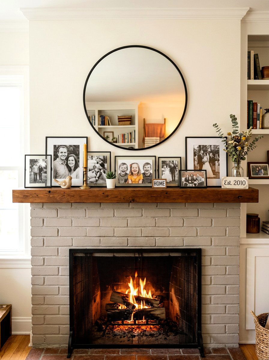 Family photo gallery - 30 mantel decor ideas