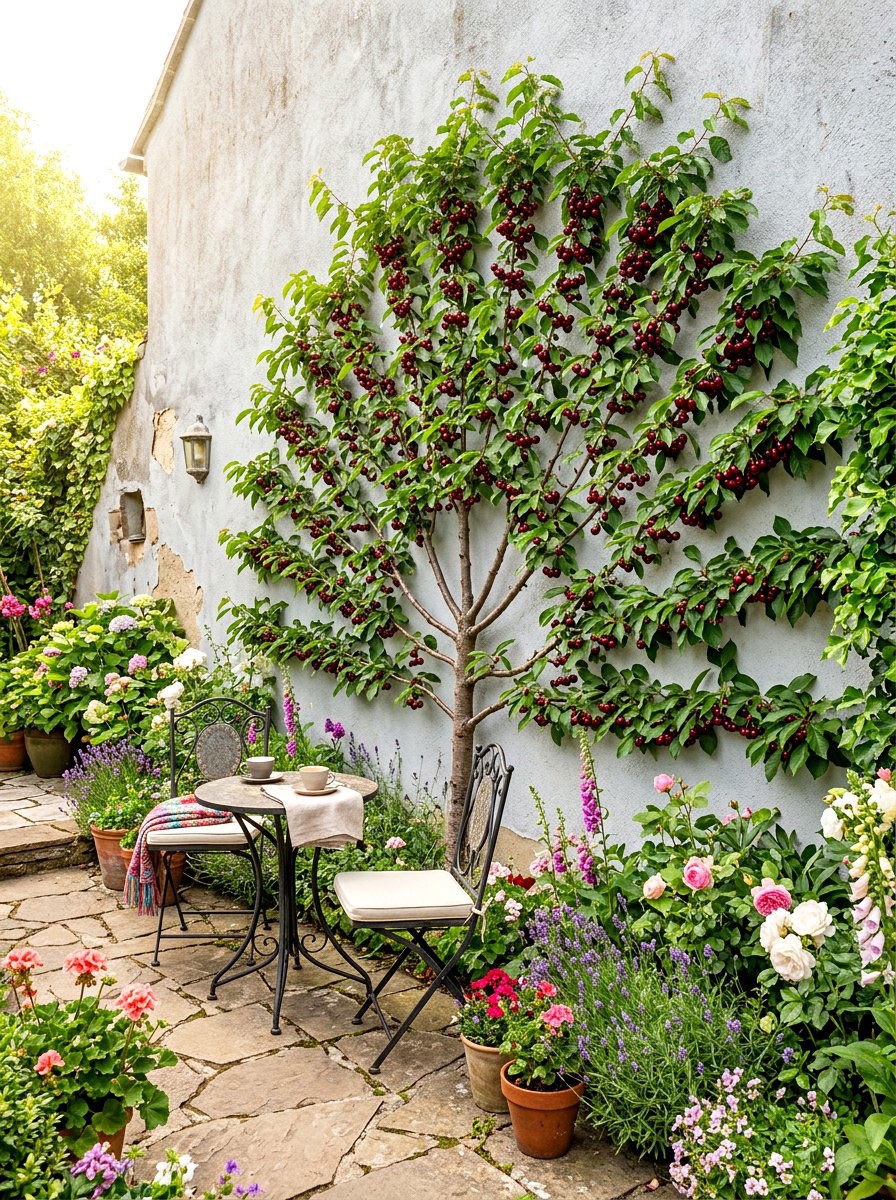 Fan Shape Cherry Tree - 30 espalier fruit tree wall ideas