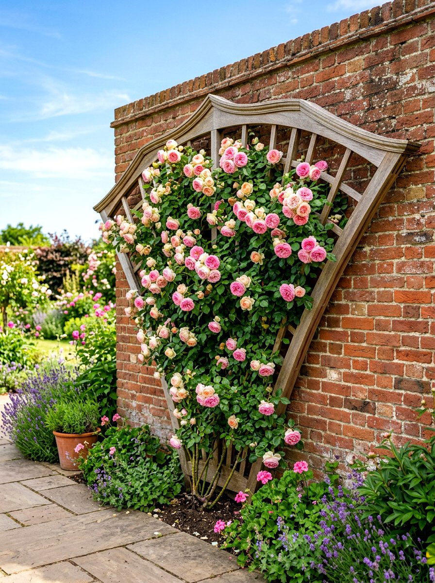 Fan Shaped Wood Trellis - 30 vertical garden trellis ideas