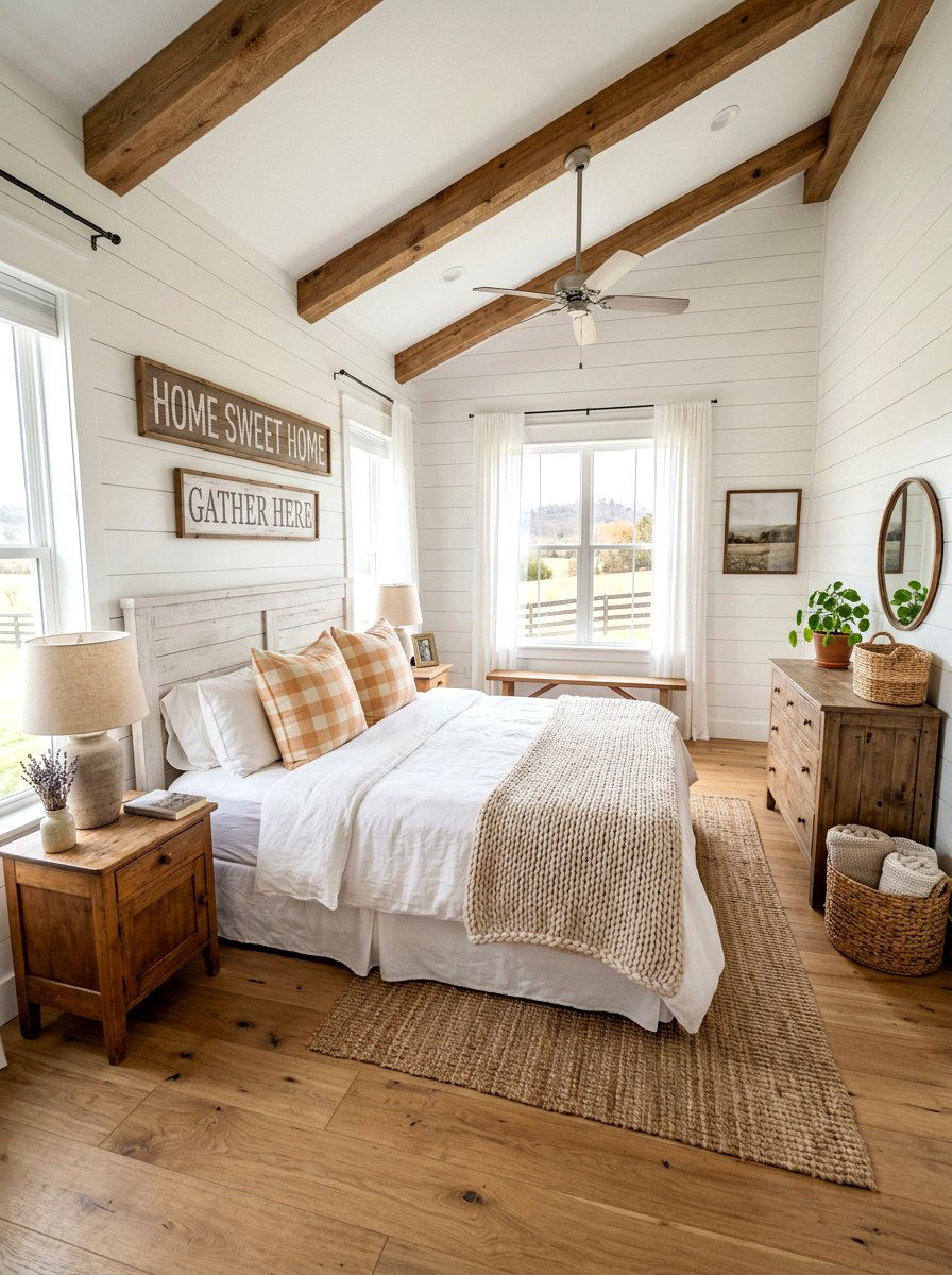Farmhouse Apricot Bedroom - 30 apricot bedroom ideas