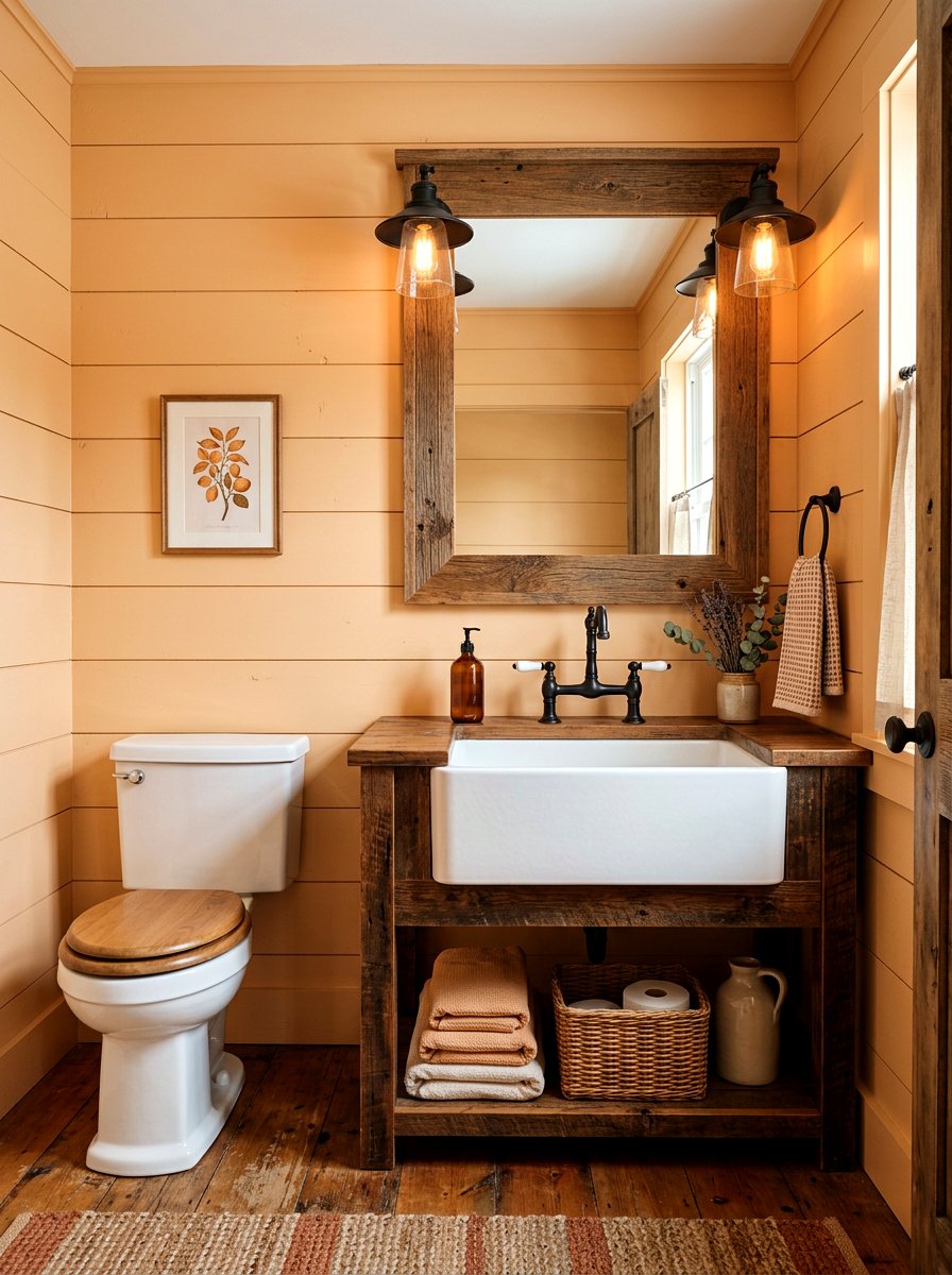 Farmhouse Apricot Powder Room - 30 apricot powder room ideas