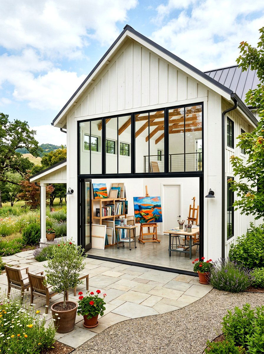 Farmhouse Art Studio - 30 farmhouse shed ideas