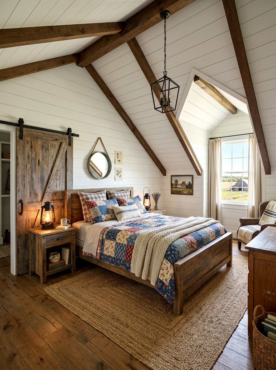 Farmhouse Attic Bedroom - 30 attic bedroom ideas