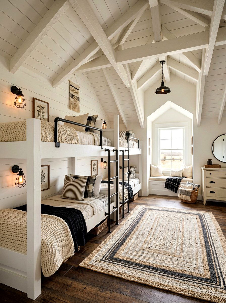 Farmhouse Attic Bunk Room - 30 attic bunk room ideas