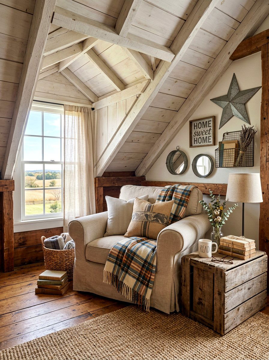 Farmhouse Attic Reading Corner Decor - 30 attic reading corner ideas