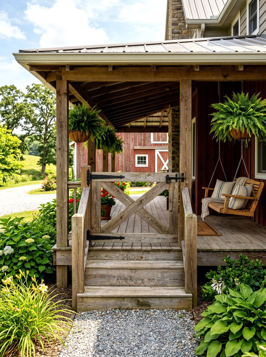 Farmhouse Barn Deck Gate - 30 deck gate ideas