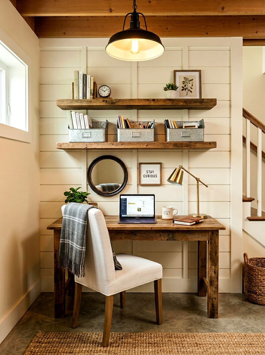 Farmhouse Basement Office - 30 basement office nook ideas