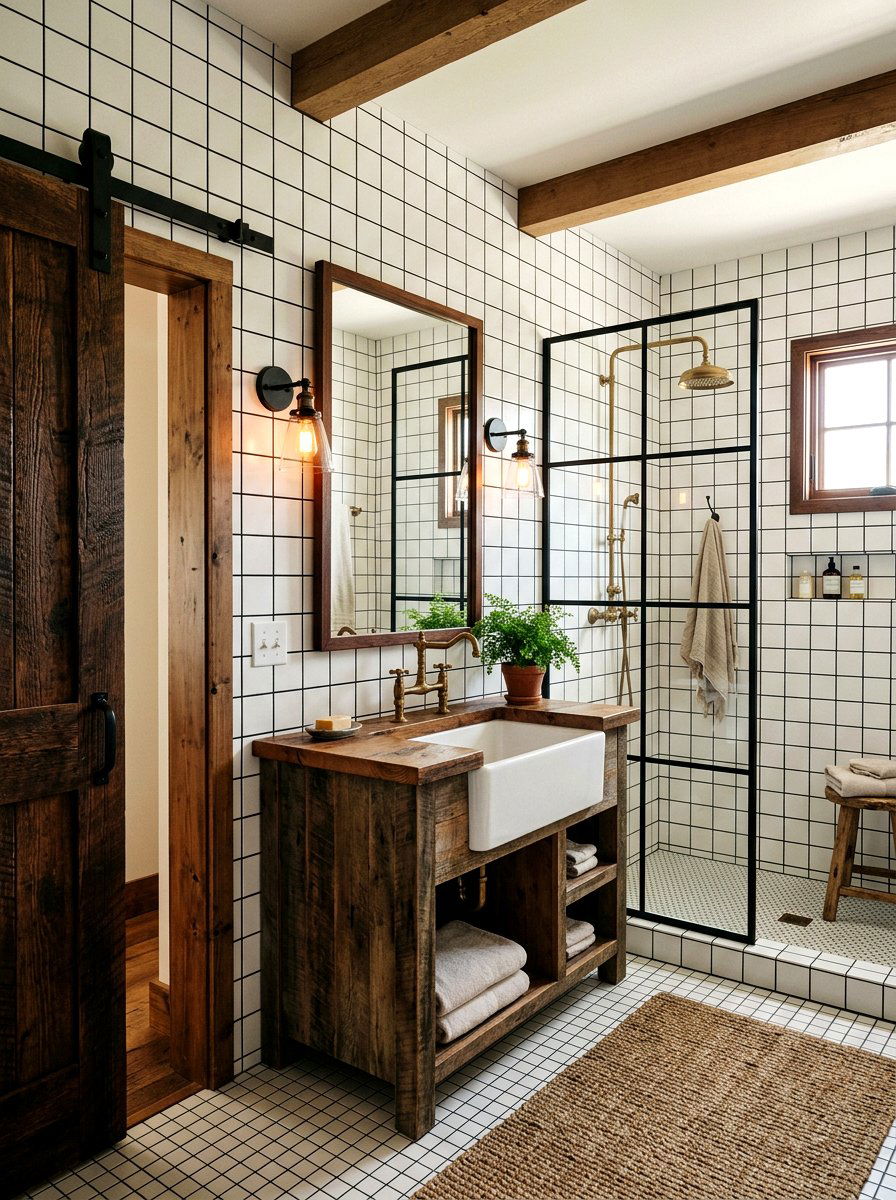 Farmhouse Bathroom Dark Grout - 30 dark grout bathroom ideas