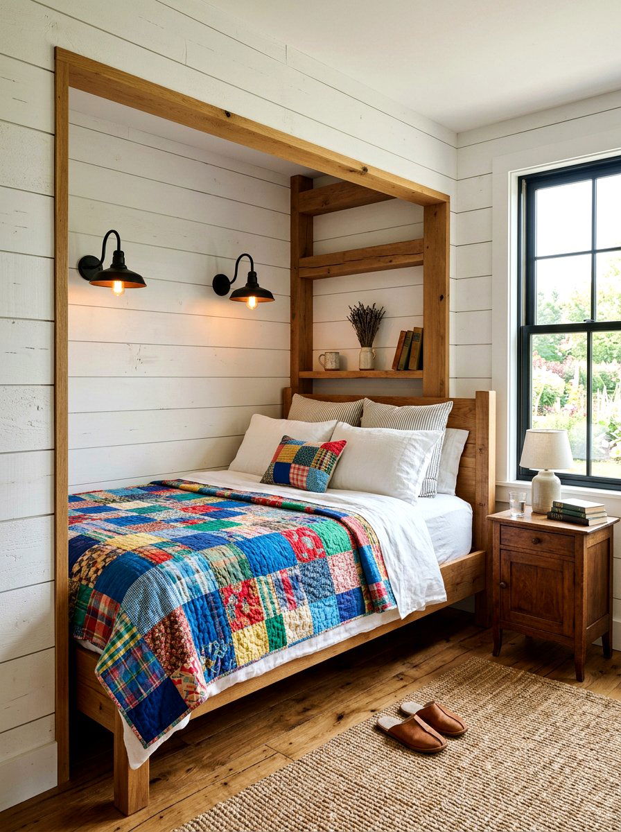 Farmhouse Bed Nook - 30 bed nook alcove ideas