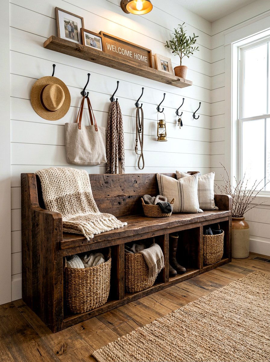 Farmhouse Bench Seat - 30 drop zone ideas