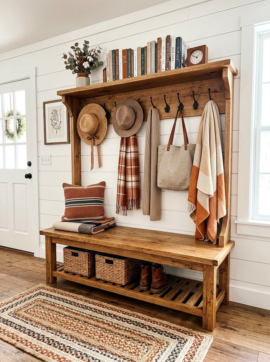 30 Farmhouse Entryway Bench Ideas for Warm, Welcoming Spaces