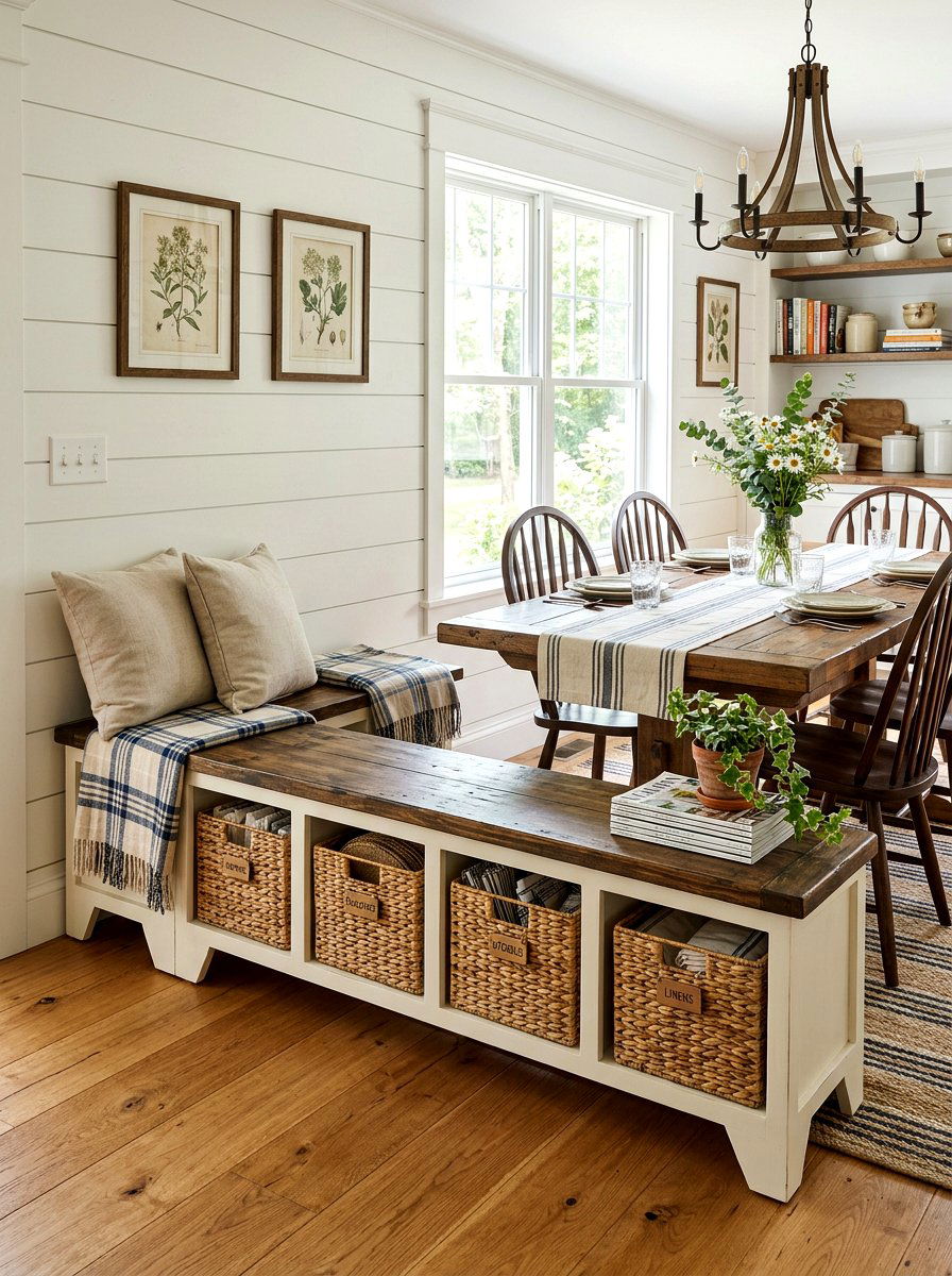 Farmhouse Bench With Storage - 30 farmhouse dining bench ideas