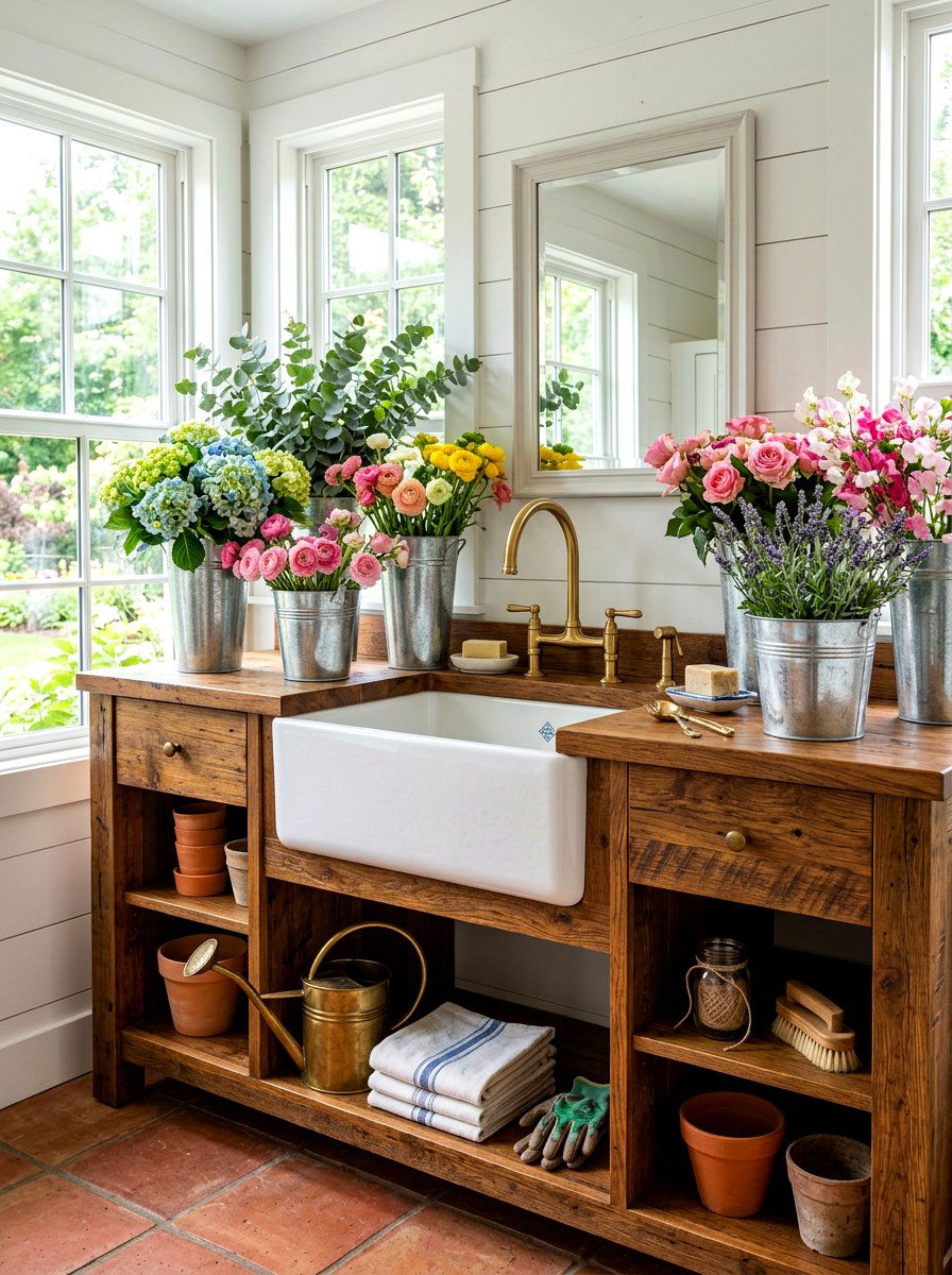 Farmhouse Bloom Station - 30 bloomcore bathroom ideas