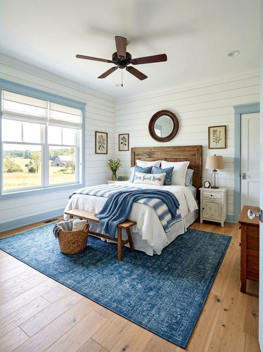 Farmhouse Blue Bedroom - 30 ocean blue bedroom ideas
