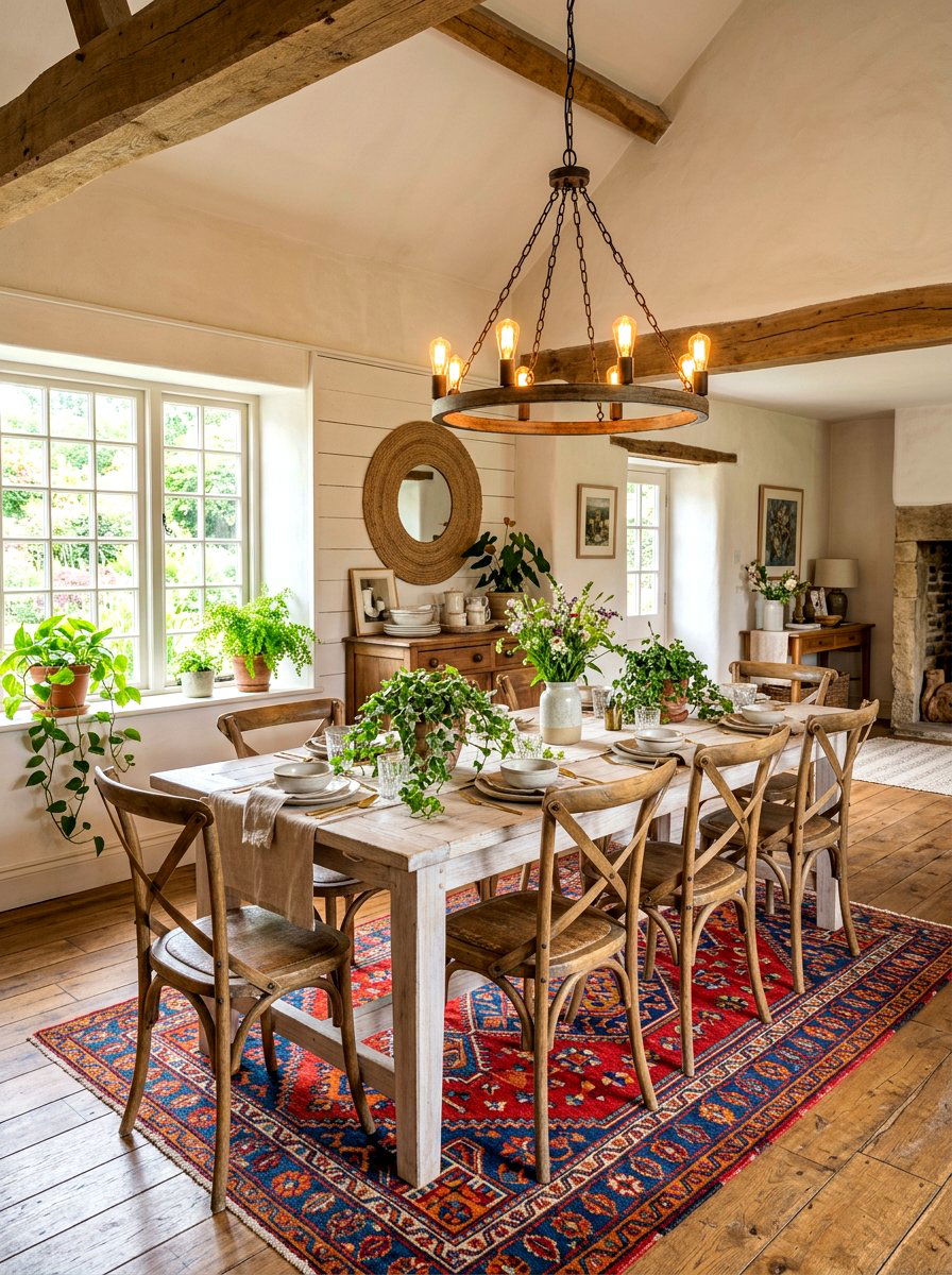 Farmhouse Boho Dining Room - 30 boho dining room ideas