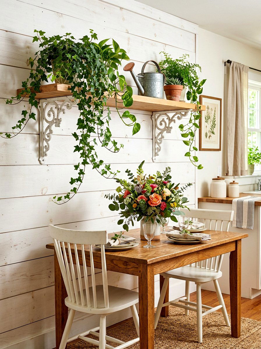Farmhouse Bracket Plant Shelf - 30 kitchen plant shelf ideas