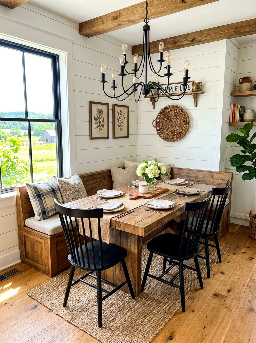 Farmhouse Breakfast Nook - 30 breakfast room ideas