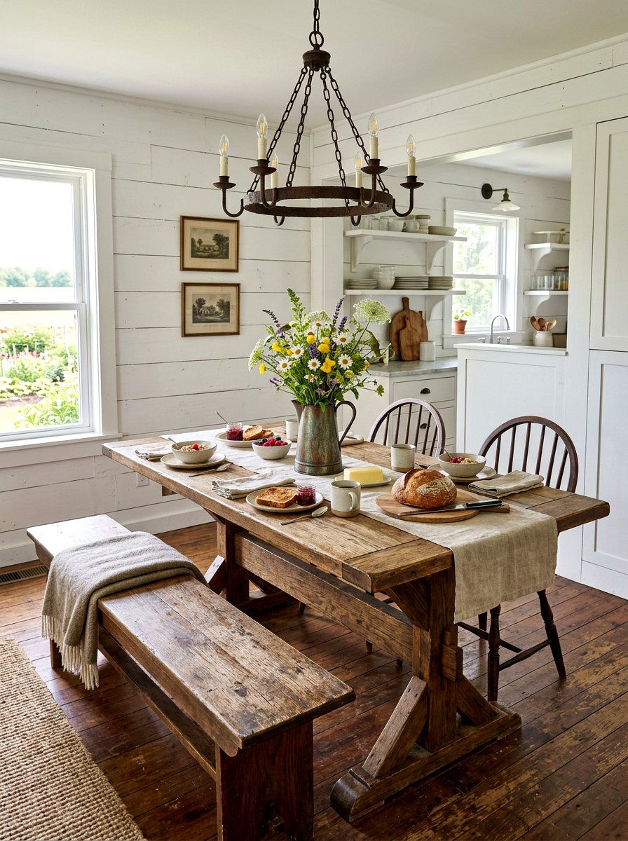 Farmhouse Breakfast Table - 30 breakfast nook ideas