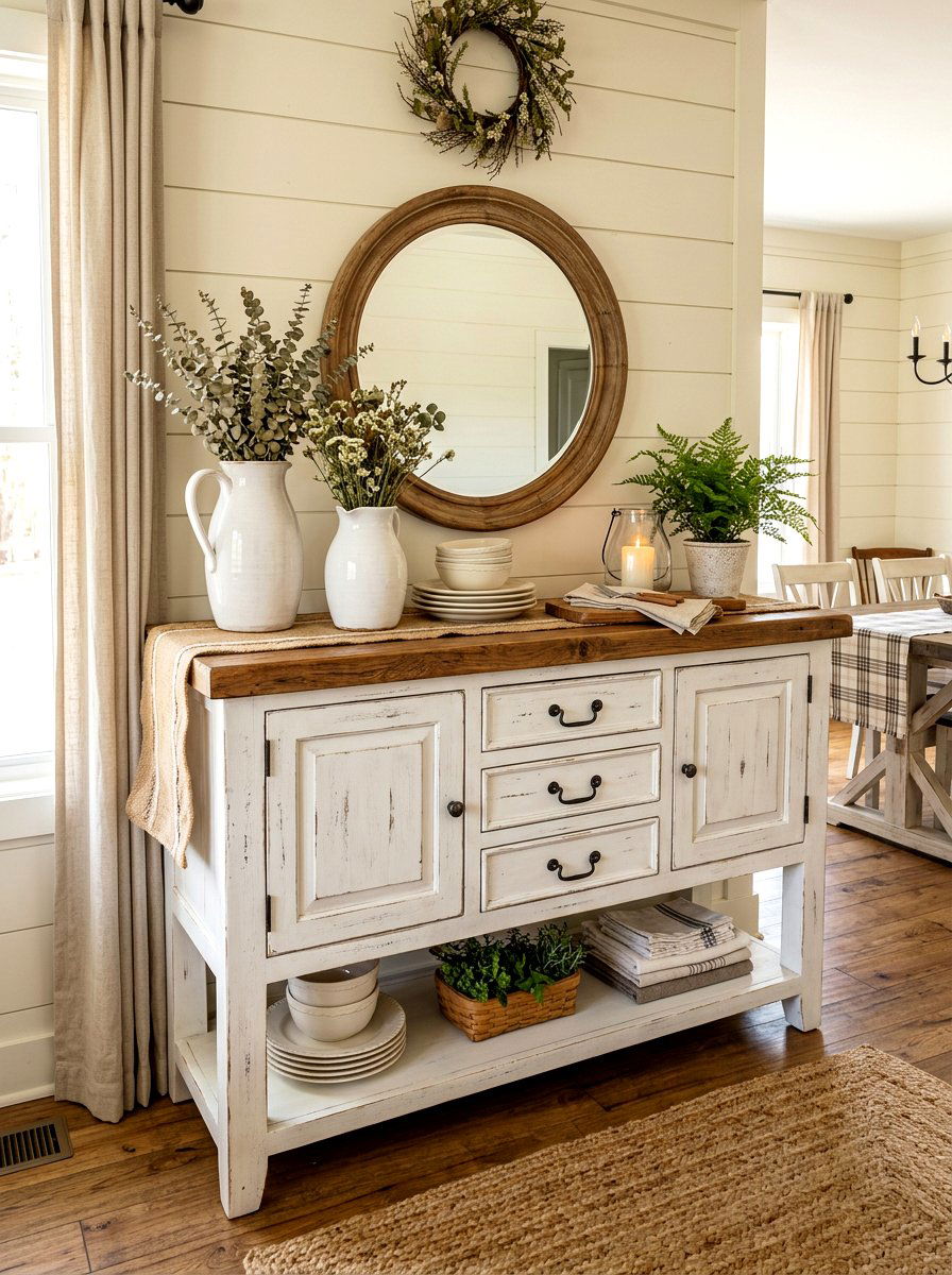 Farmhouse Buffet Sideboard - 30 sideboard decor ideas