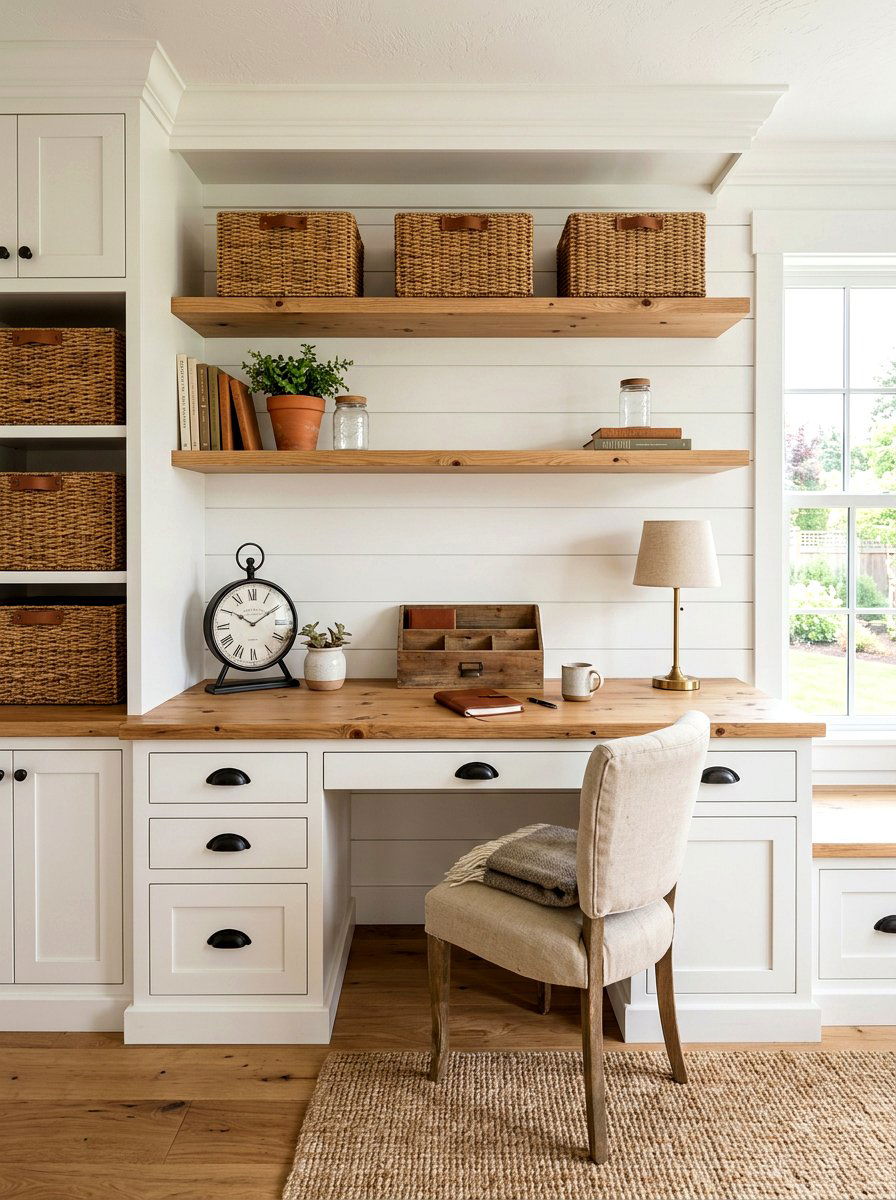Farmhouse Built In Desk - 30 office built in desk ideas