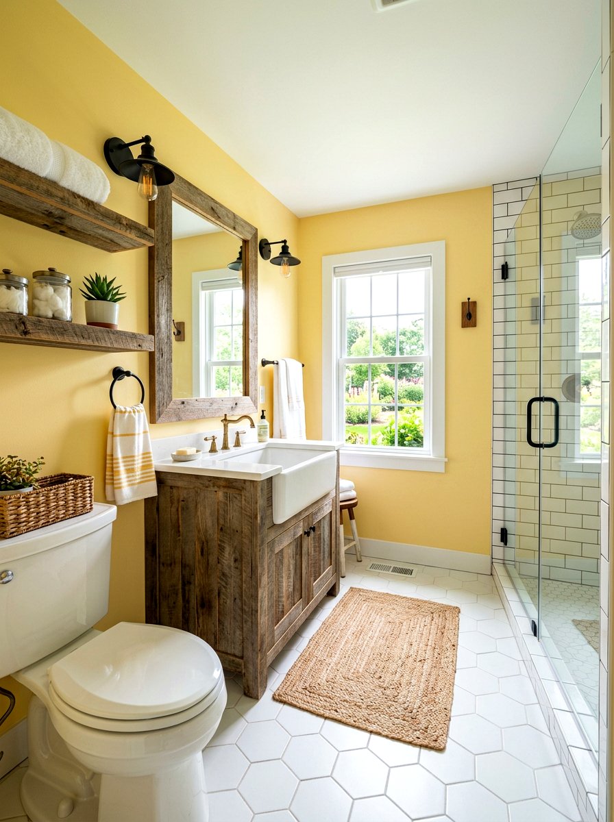 Farmhouse Butter Yellow Bathroom - 30 butter yellow powder room ideas
