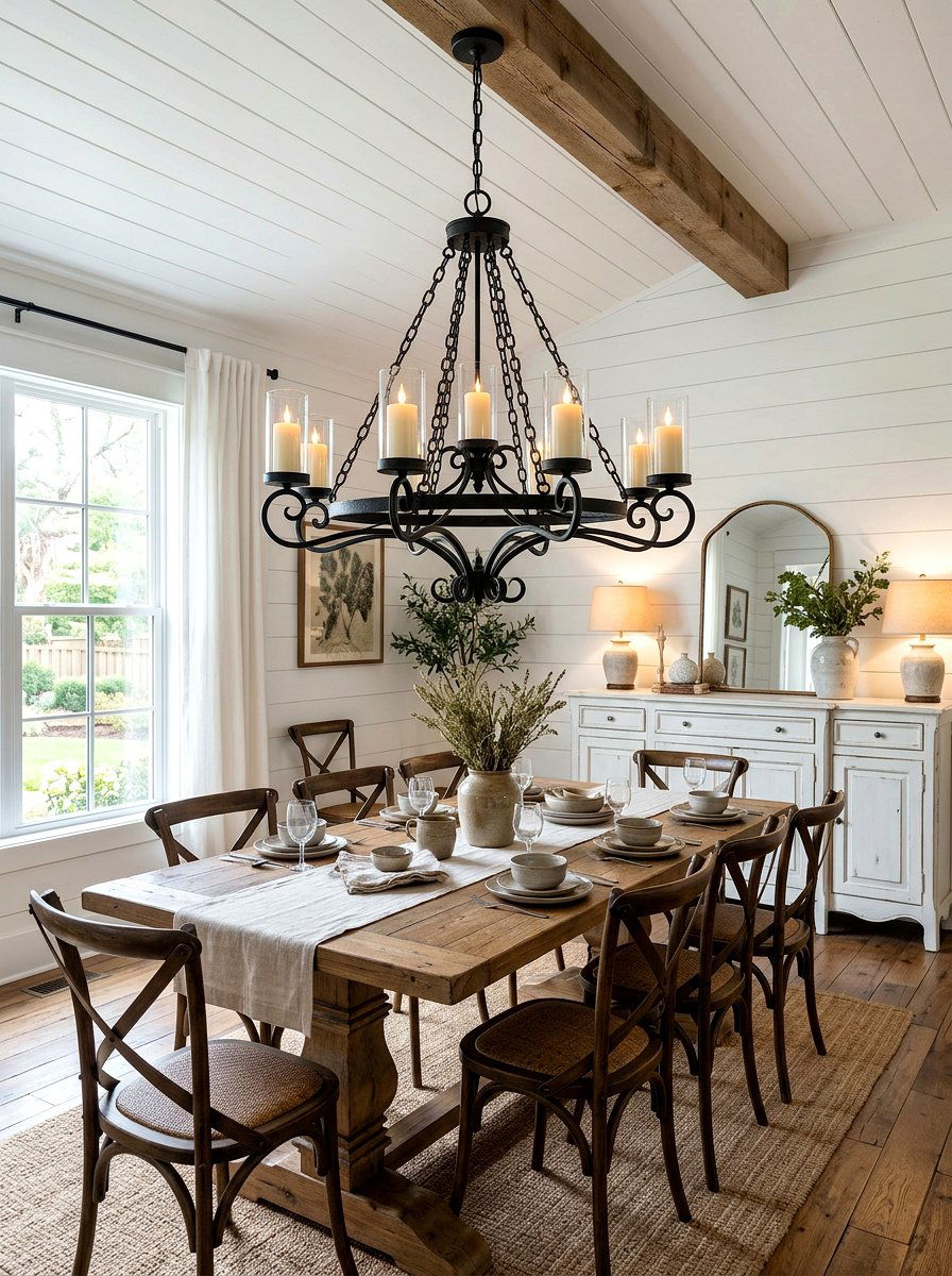 Farmhouse Candle Chandelier - 30 dining room chandelier ideas