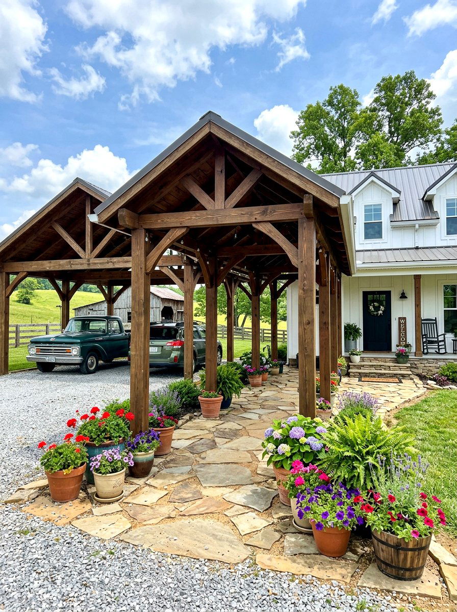 30 Farmhouse Carport Ideas to Upgrade Storage and Style