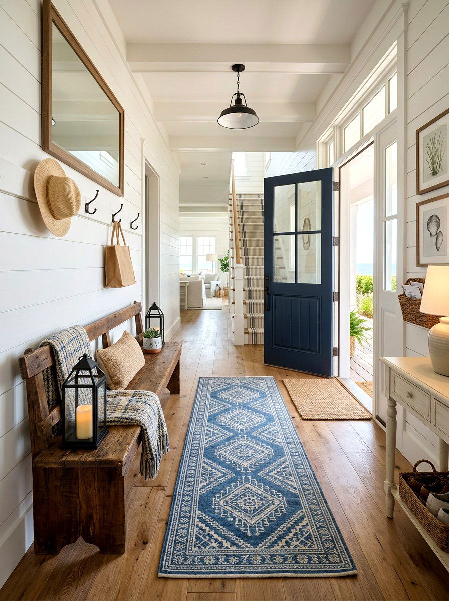 Farmhouse Coastal Fusion - 30 Hamptons entryway ideas