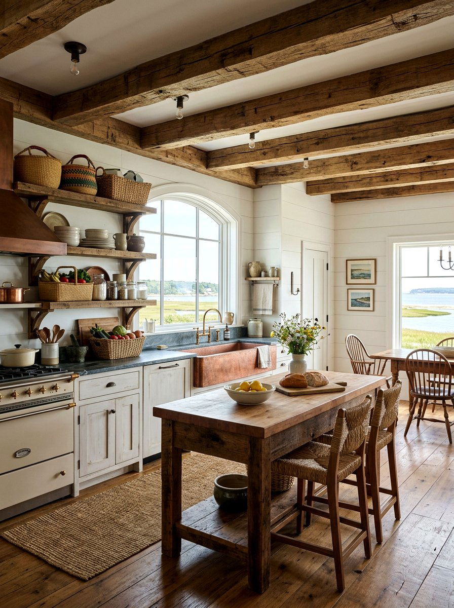 Farmhouse Coastal Kitchen - 30 coastal grandmother kitchen ideas