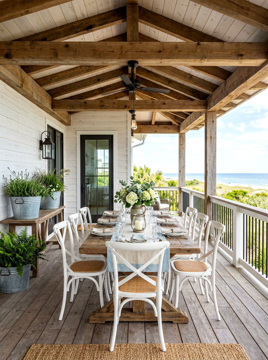 Farmhouse Coastal Porch - 30 seaside porch ideas