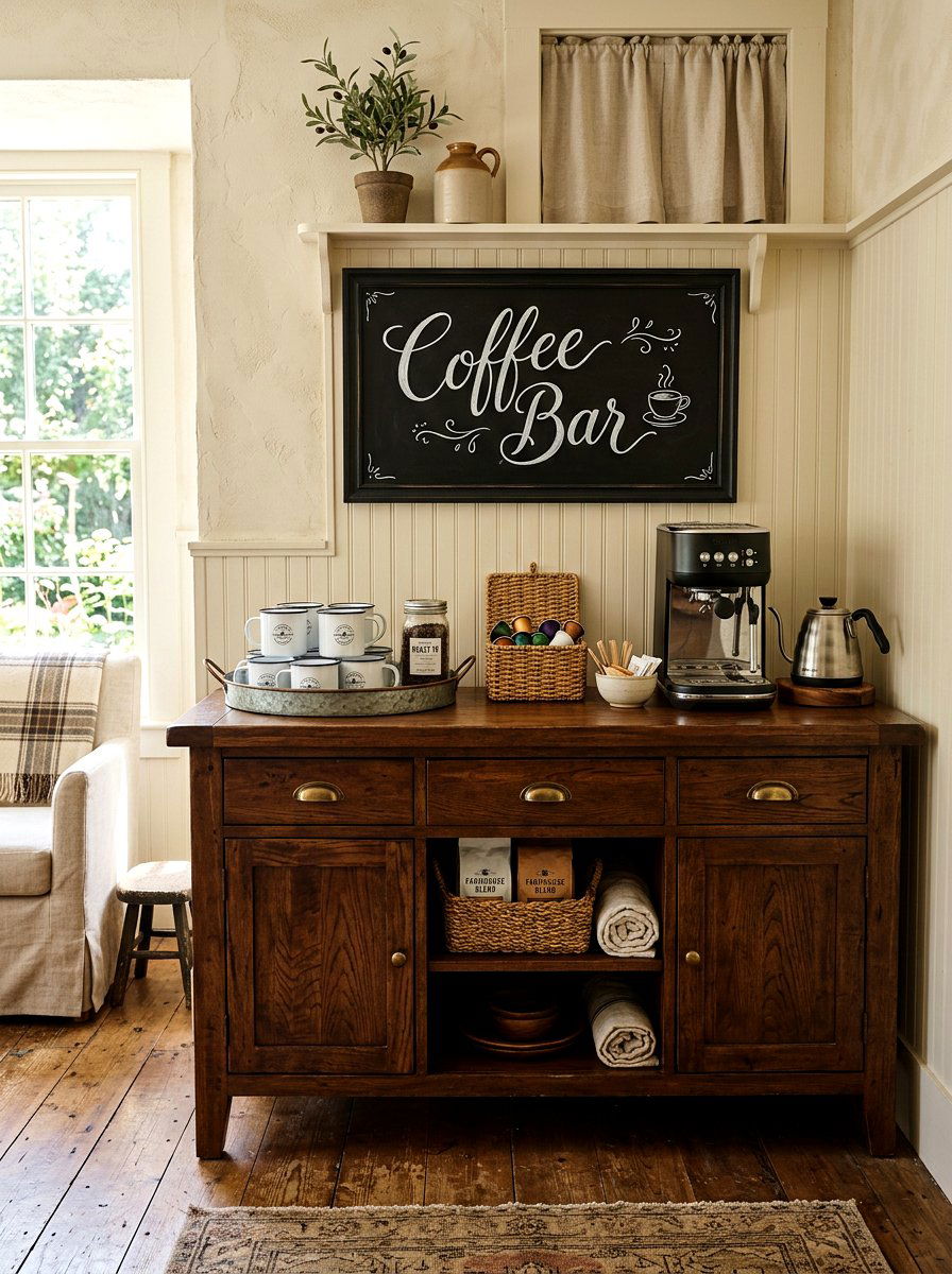 Farmhouse Coffee Nook - 30 coffee nook ideas