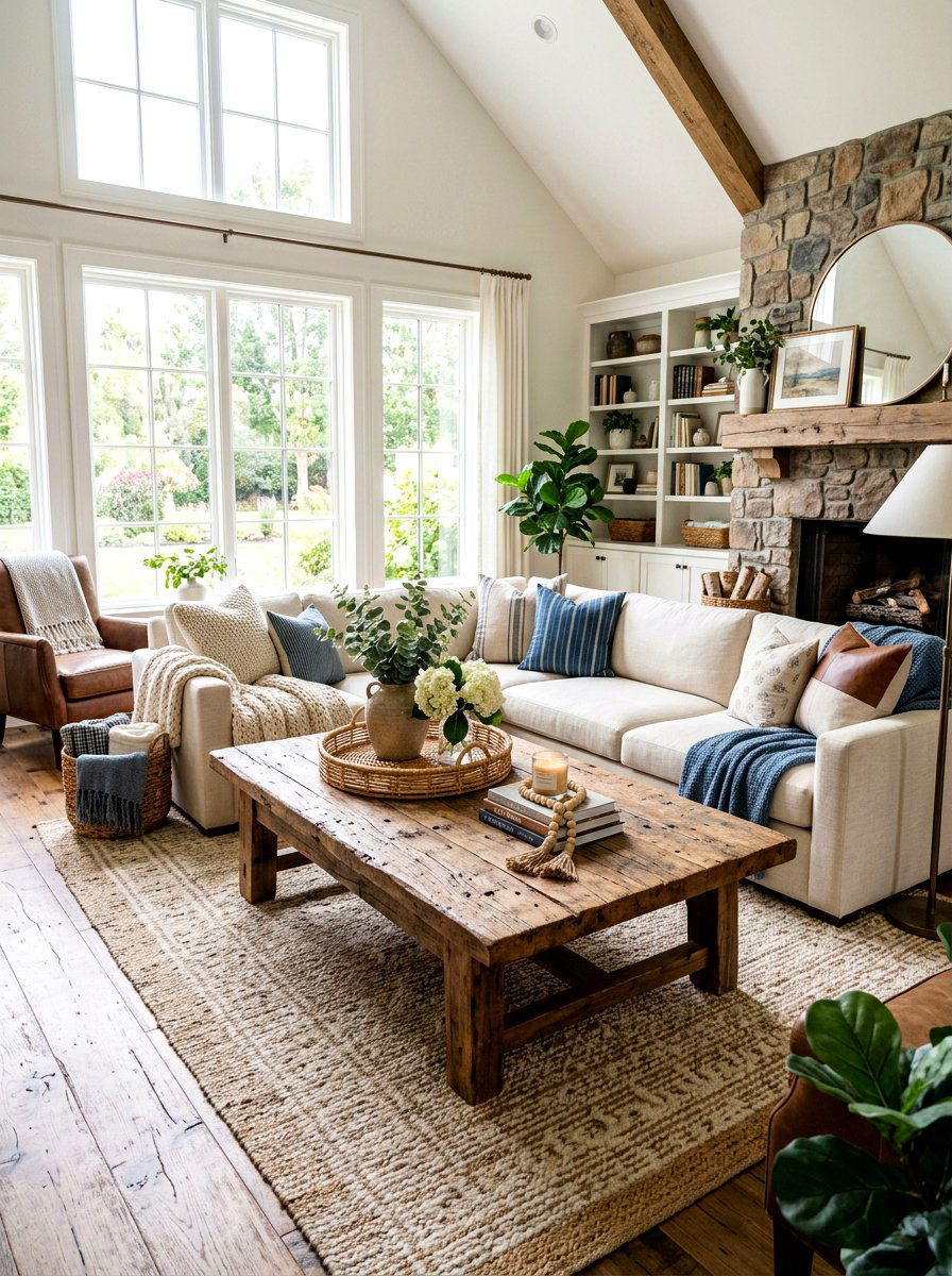 Farmhouse Coffee Table - 30 rustic living room ideas