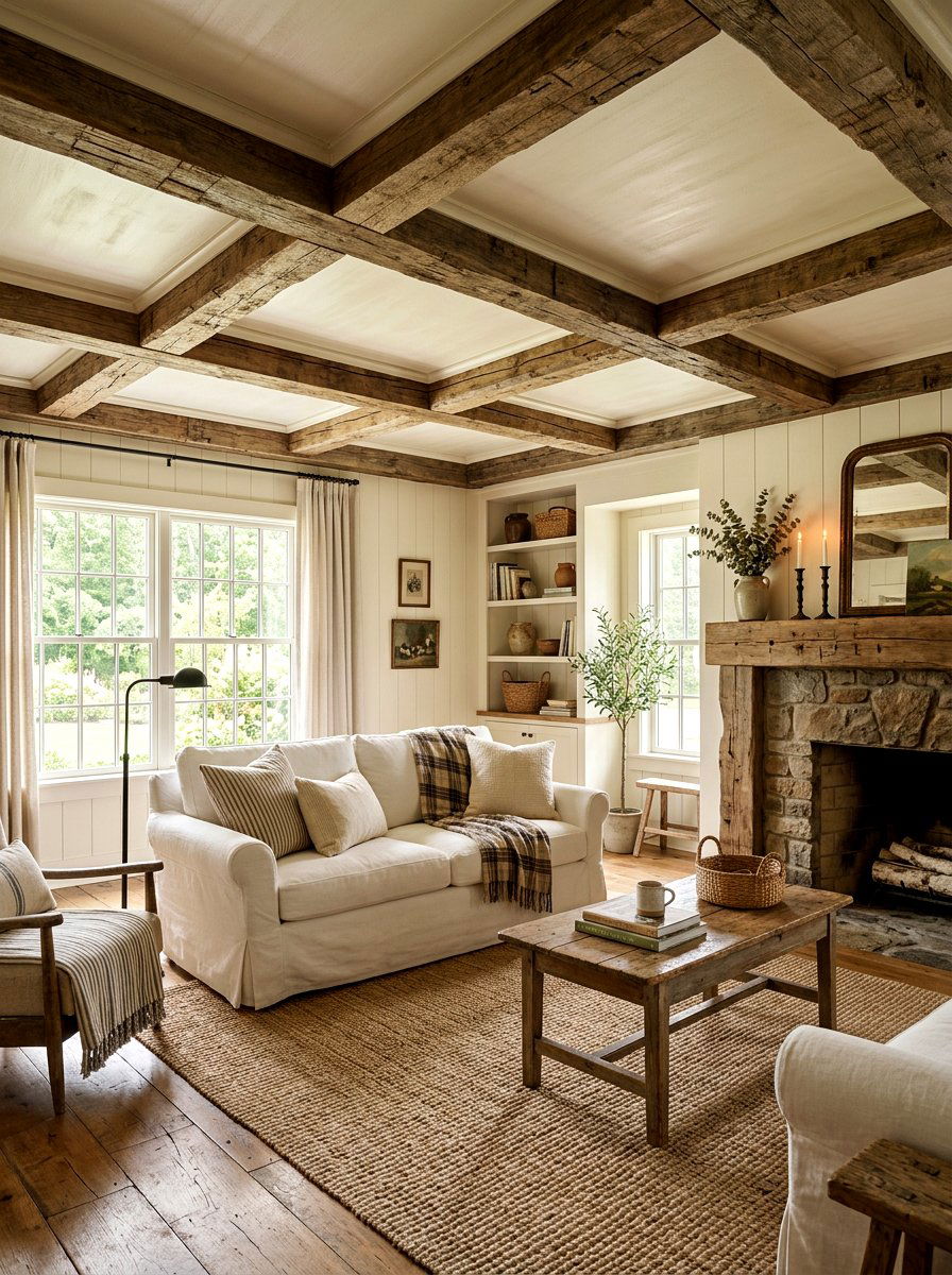 Farmhouse Coffered Ceiling Living Room - 30 coffered ceiling living room ideas