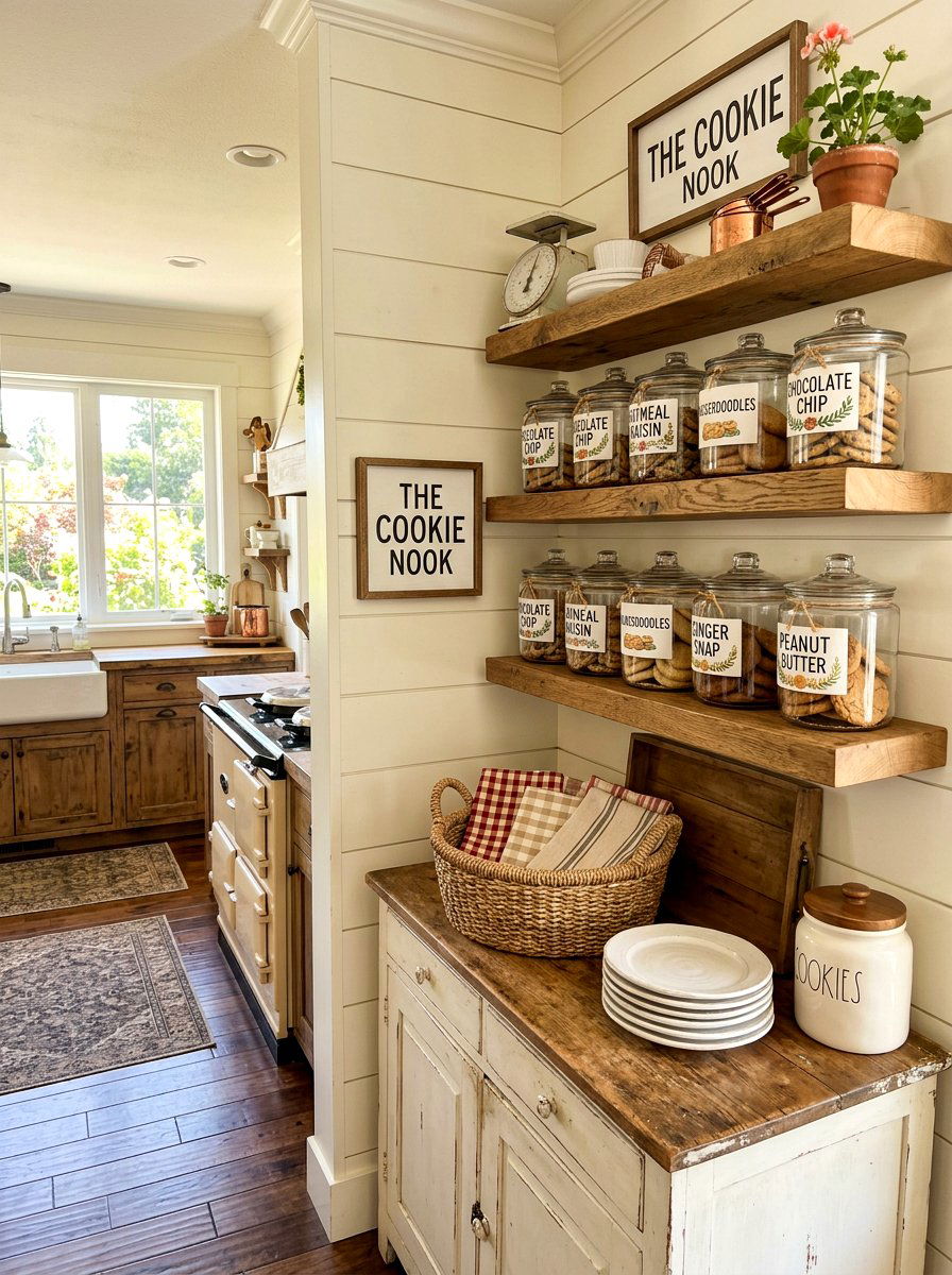 Farmhouse Cookie Nook - 30 cookie station ideas
