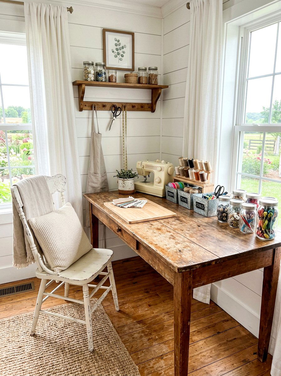 Farmhouse Craft Room Decor - 30 crafting nook ideas