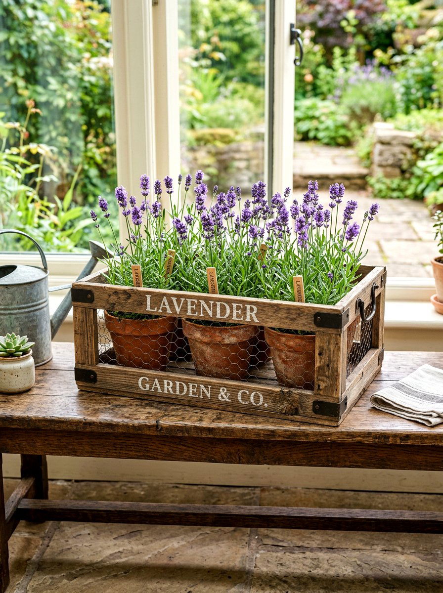 Farmhouse Crate - 30 rustic planter ideas
