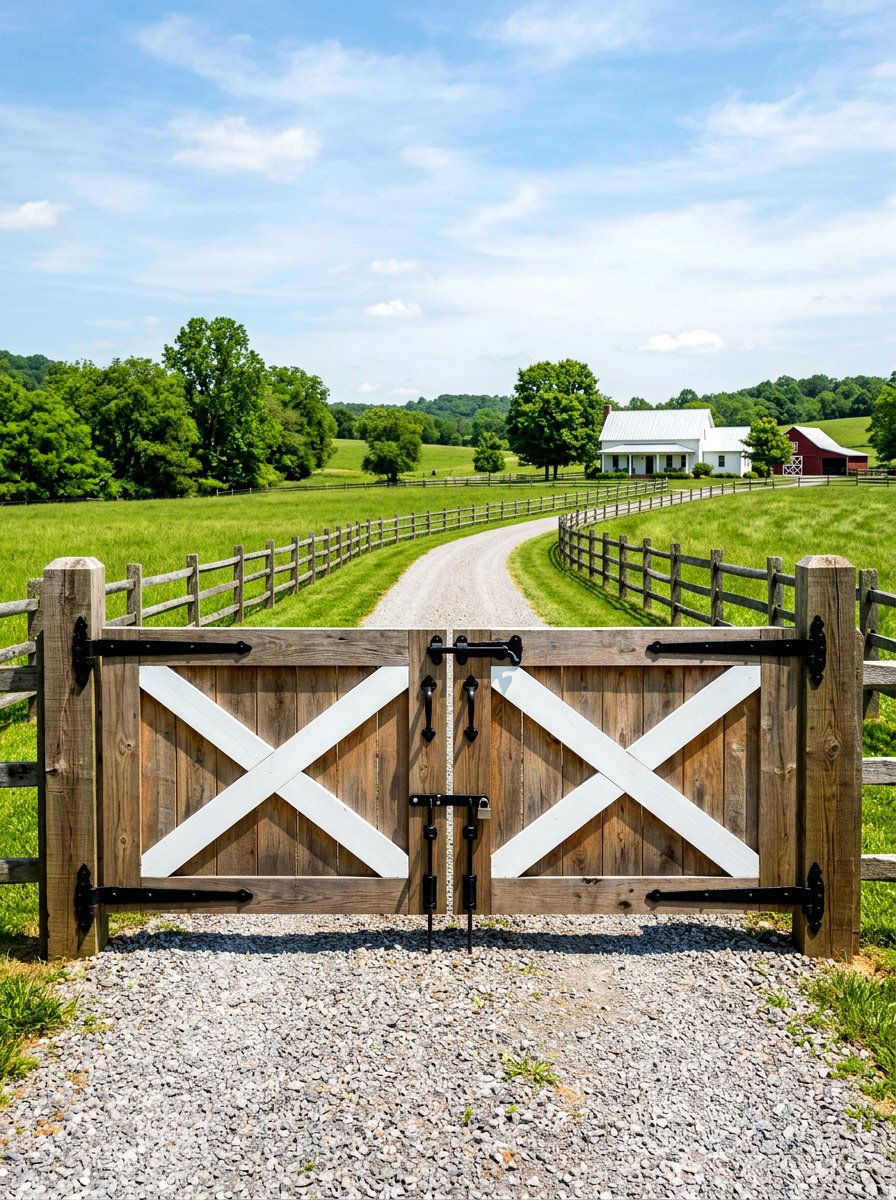Farmhouse Crossbuck Gate - 30 fence gate ideas