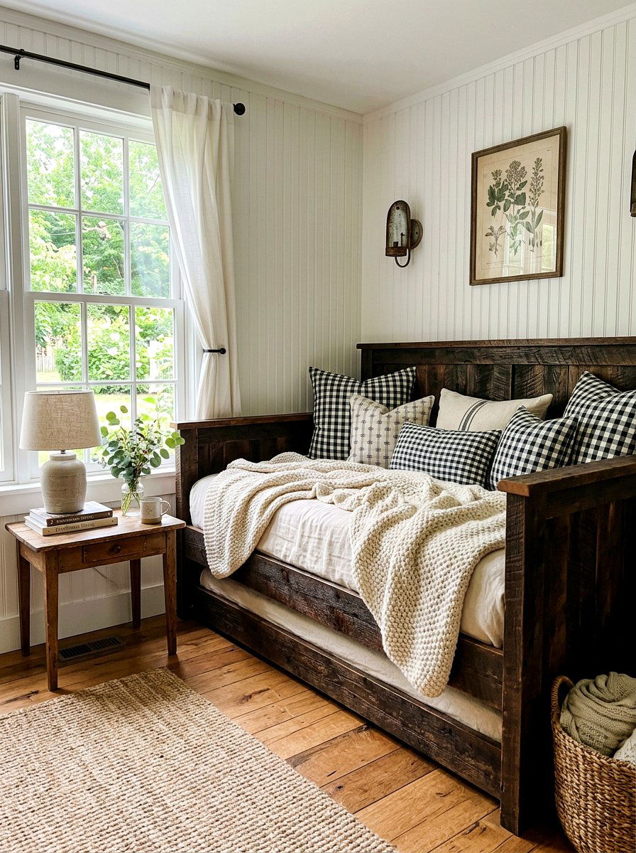 Farmhouse Daybed - 30 built in daybed nook ideas