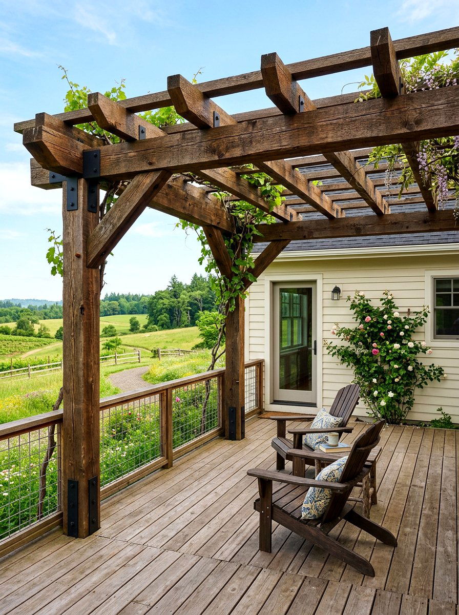 Farmhouse Deck Pergola - 30 deck pergola ideas