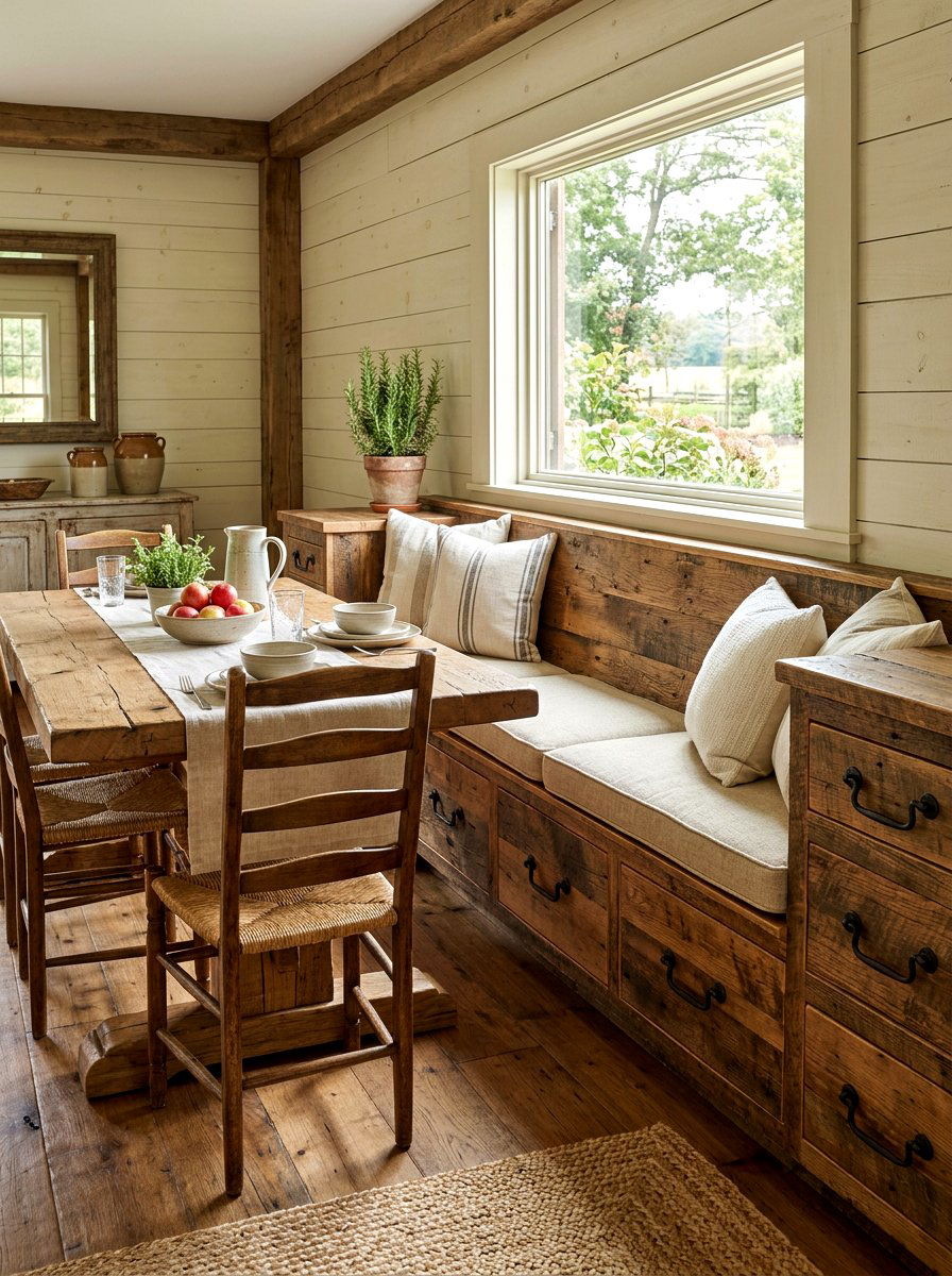 Farmhouse Dining Bench Drawers - 30 banquette storage drawers ideas