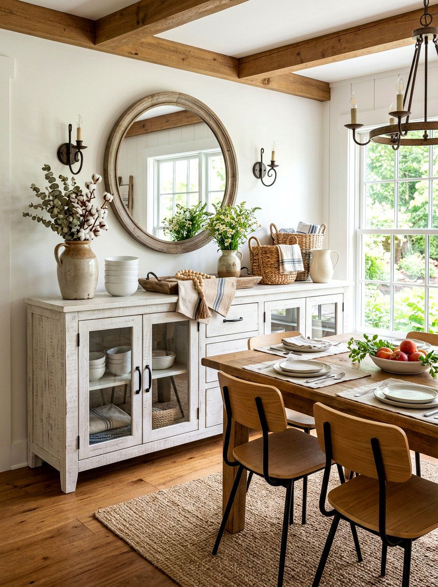 Farmhouse Dining Buffet - 30 dining buffet styling ideas